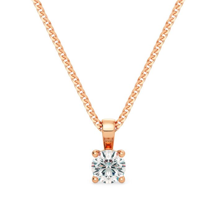Classic 4 Prong Solitaire Diamond Pendant rose gold