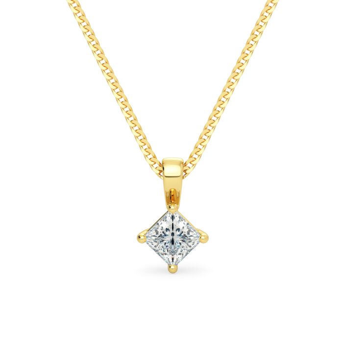Classic 4 Prong Solitaire Princess Diamond Pendant