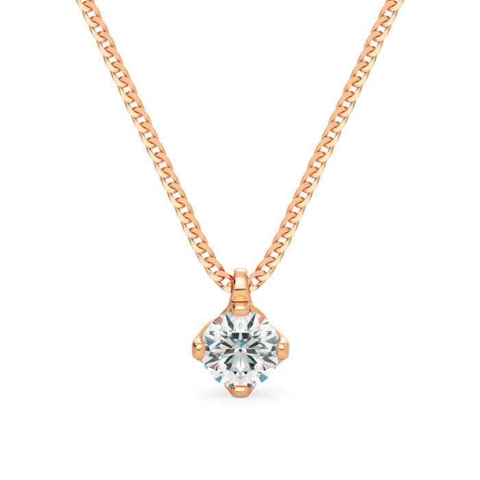Diamond pendant in 4 prongs rose gold